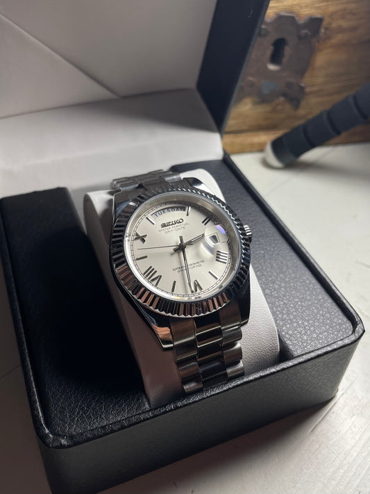 Seiko Day-Date mod White Roman